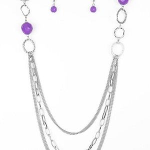 long silver and purple necklace